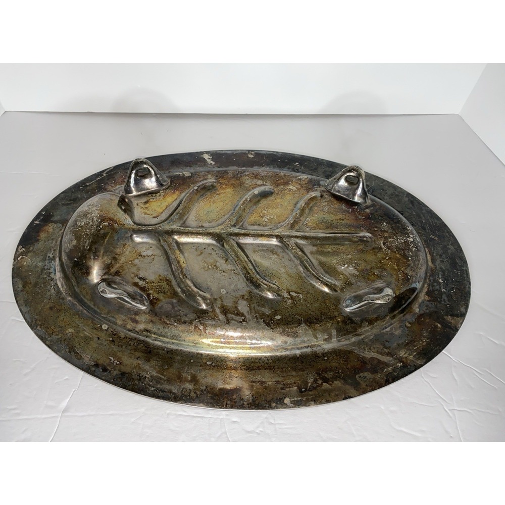 Vintage Silver Plates Leaf Shaped Tray Platter Hallmark UJEP H206 - 18"X12.5"‎ - Picture 5 of 8